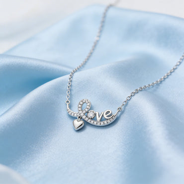 Elegant Diamond Love Script Necklace