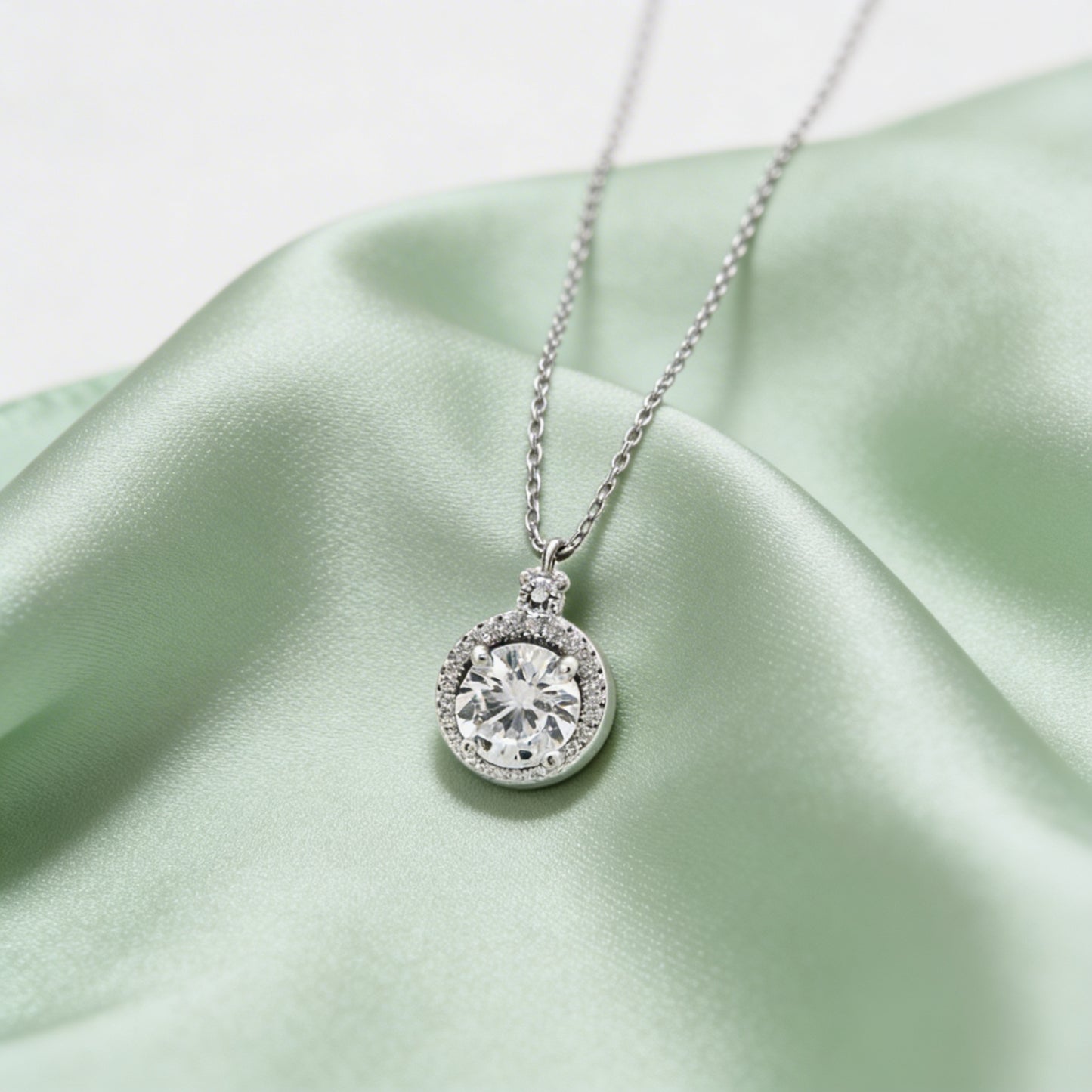 Halo Sparkle Diamond Pendant Necklace