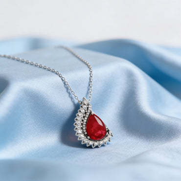 Scarlet Teardrop Elegance Pendant