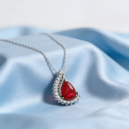 Scarlet Teardrop Elegance Pendant