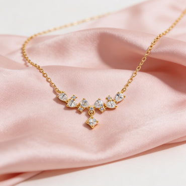 Grace Drop Diamond Arc Necklace