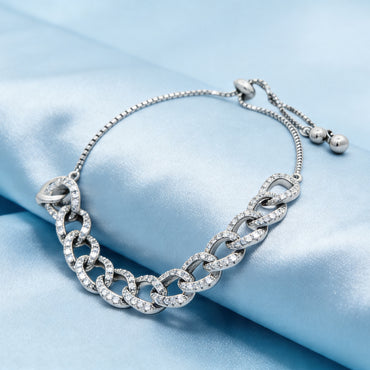 Silver Crystal Link Chain Bracelet