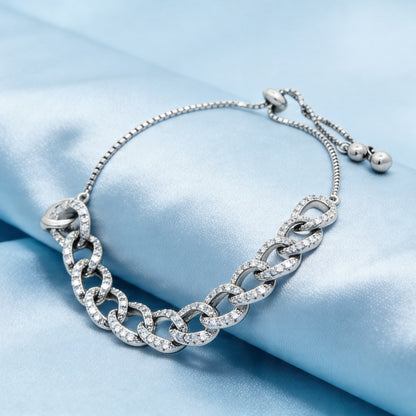 Silver Crystal Link Chain Bracelet