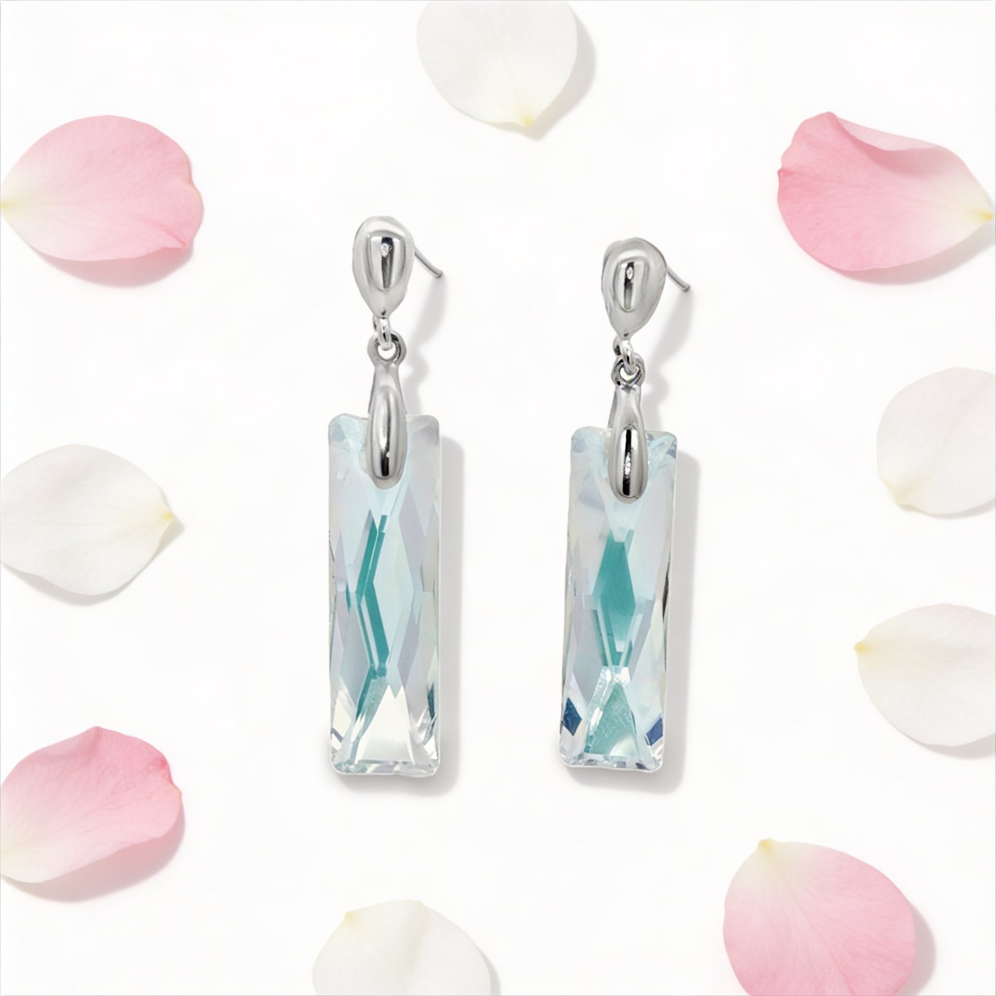 Crystal Aqua Prism Drop Earrings