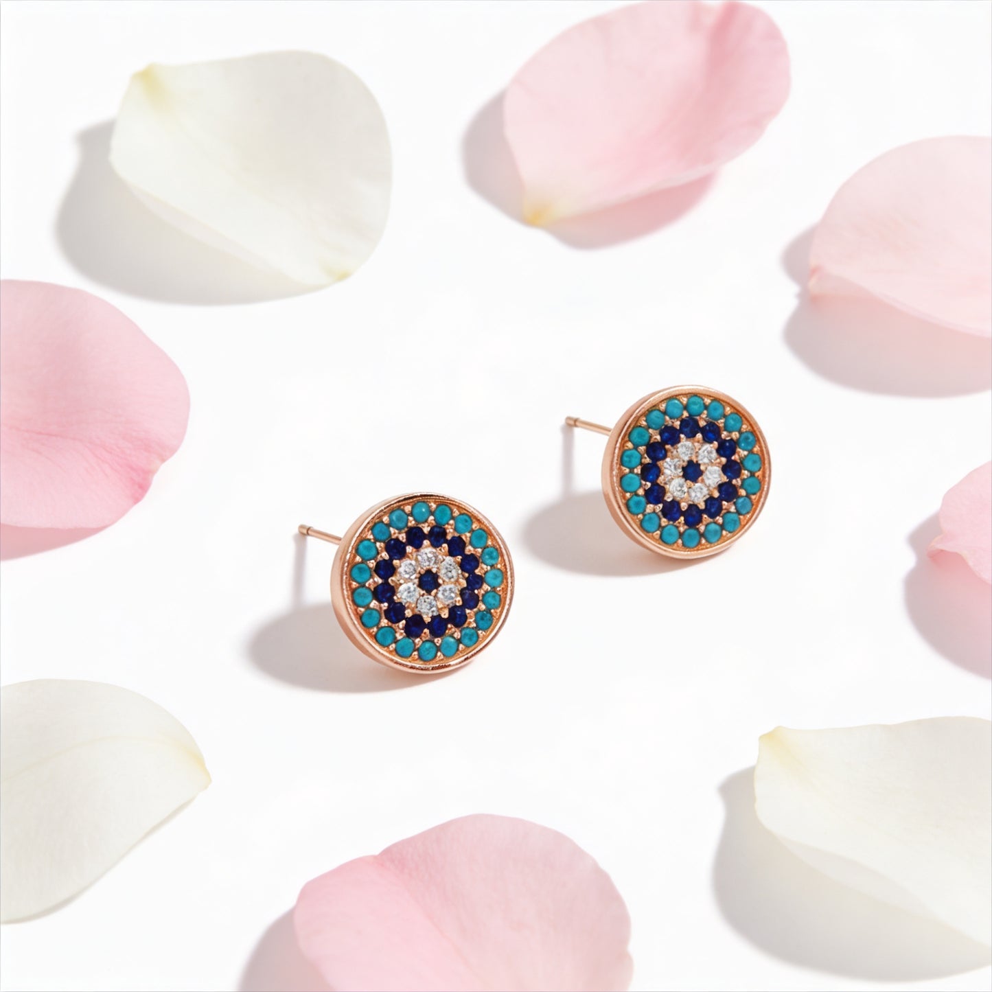 Evil Eye Charm Stud Earrings