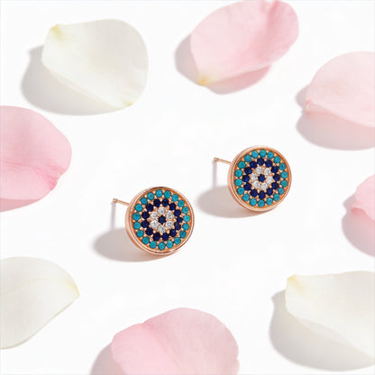 Evil Eye Charm Stud Earrings