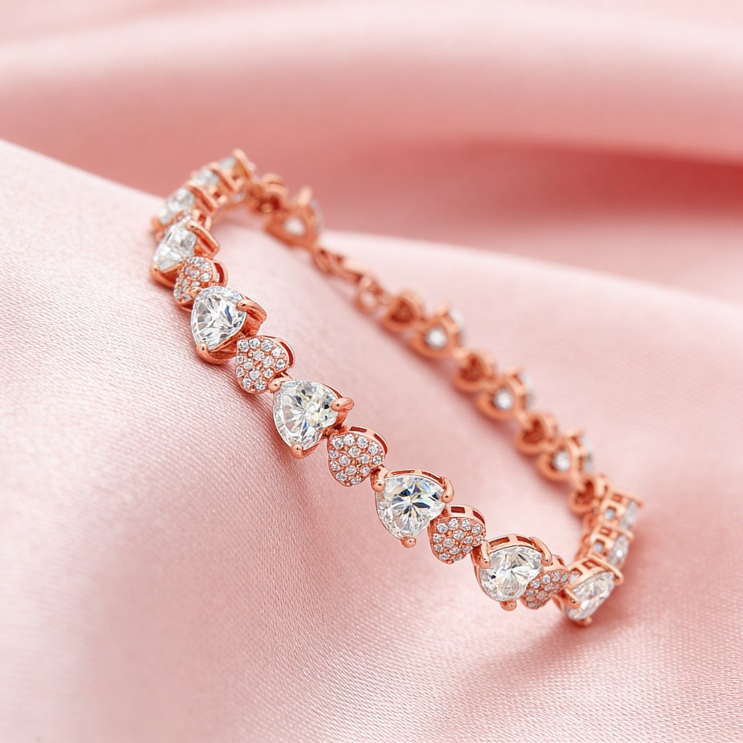 Blush Heart Sparkle Tennis Bracelet