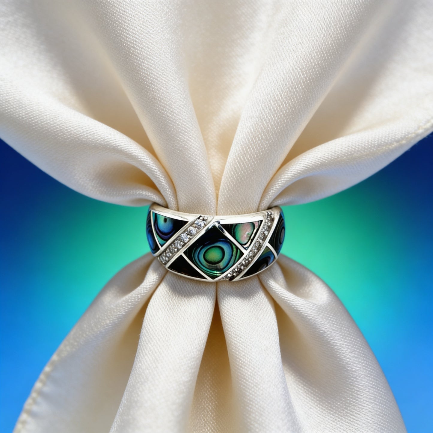 Peacock Aura Band Ring