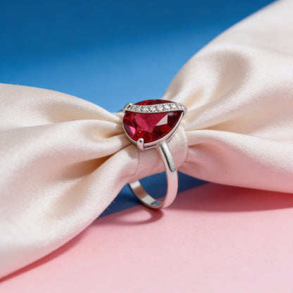 Crimson Teardrop Diamond Ring