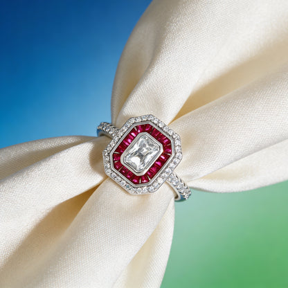 Ruby Radiance Halo Ring