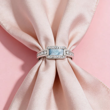 Mother of Pearl Baguette Halo Ring