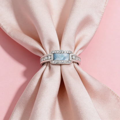 Mother of Pearl Baguette Halo Ring