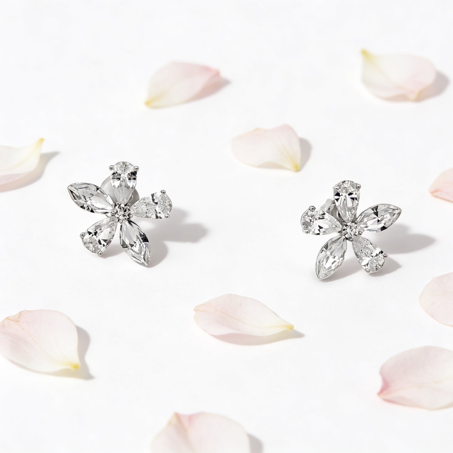 Crystal Bloom Diamond Stud Earrings