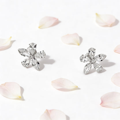 Crystal Bloom Diamond Stud Earrings