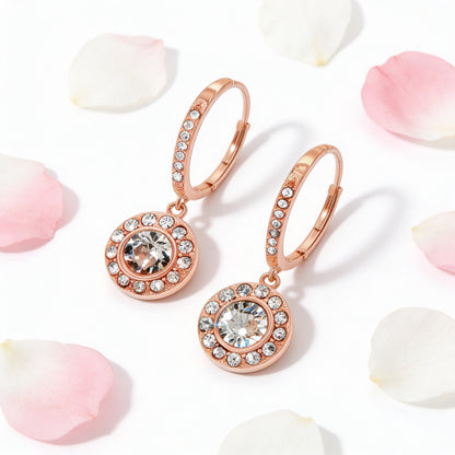 Rose Gold Halo Drop Earrings