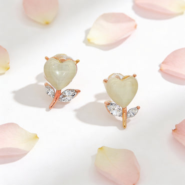 Golden Heart Bloom Stud Earrings