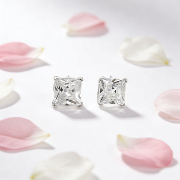 Princess Cut Solitaire Stud Earrings