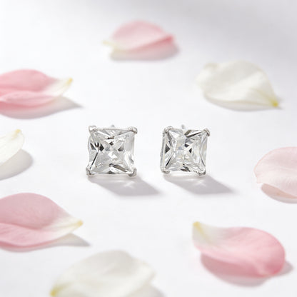 Princess Cut Solitaire Stud Earrings