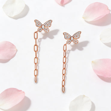 Butterfly Chain Drop Diamond Earrings