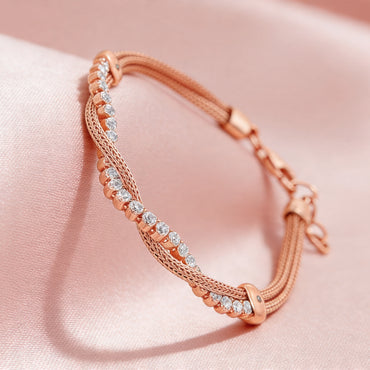 Rose silver  Twisted Crystal Bracelet