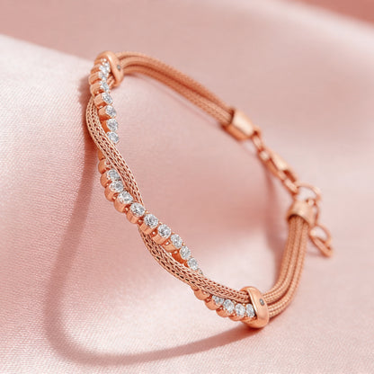 Rose silver  Twisted Crystal Bracelet