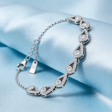 Silver Teardrop Crystal Bracelet