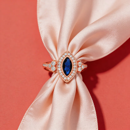 Royal Marquise Sapphire Halo Ring