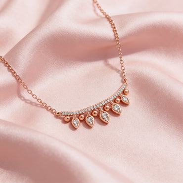 Rose Gold Diamond Fringe Bar Necklace