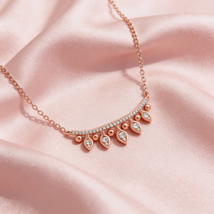 Rose Gold Diamond Fringe Bar Necklace
