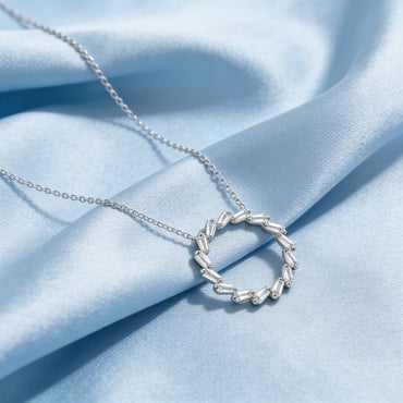 Radiant Diamond Circle Pendant Necklace
