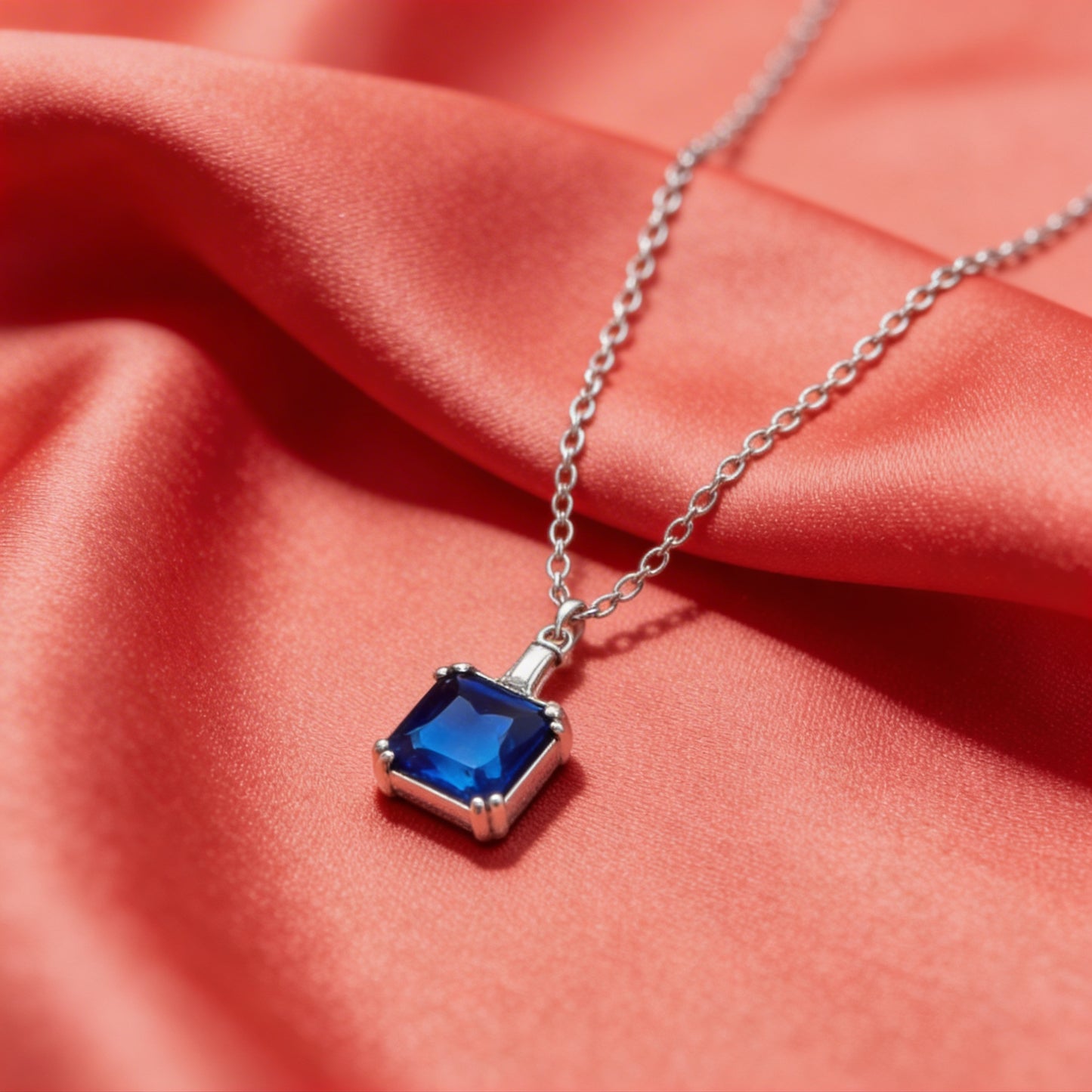 Royal Blue Solitaire Pendant Necklace