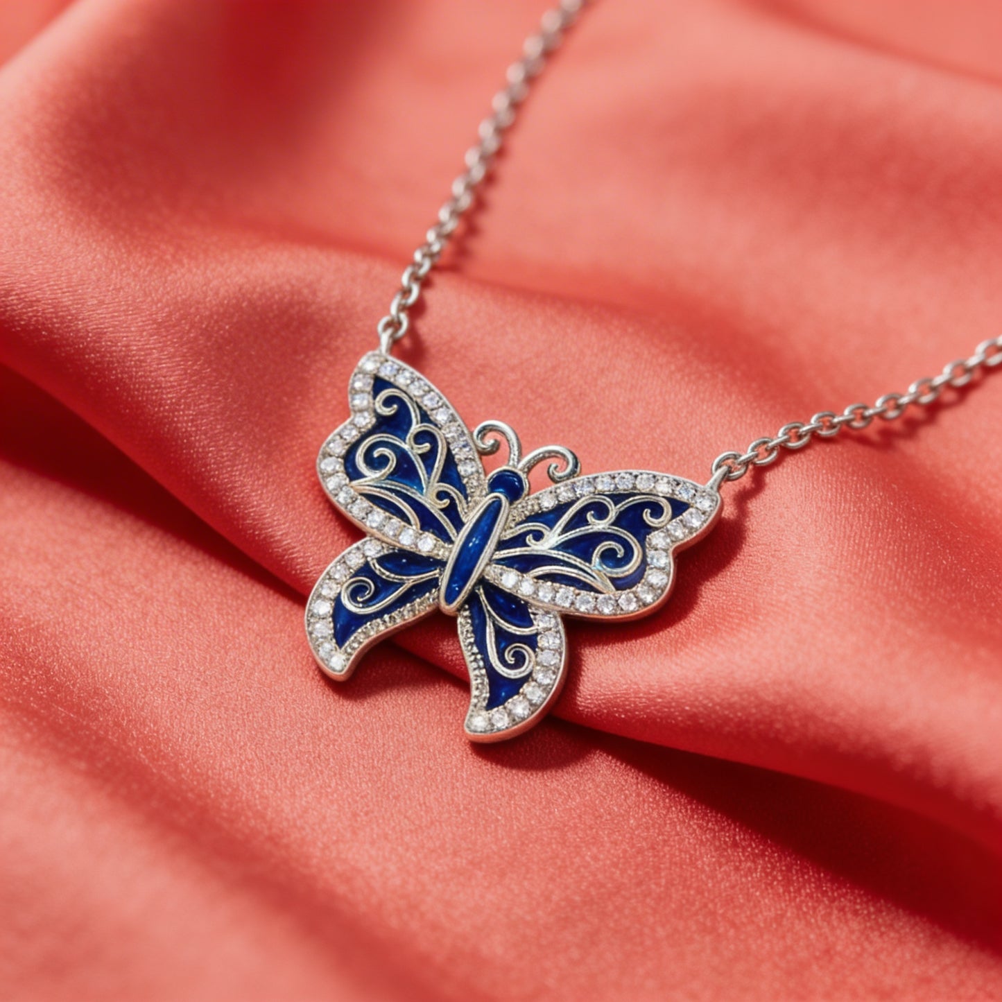 Royal Sapphire Butterfly Necklace