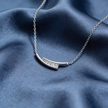Sleek Curve Diamond Bar Necklace