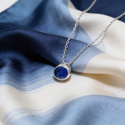 Classic Blue Solitaire Pendant Necklace
