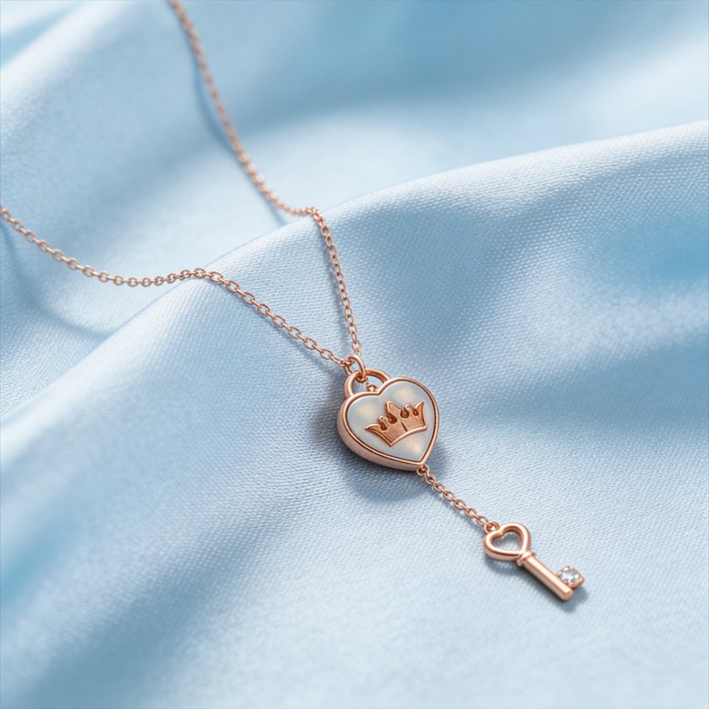 Royal Heart Key Pendant Necklace