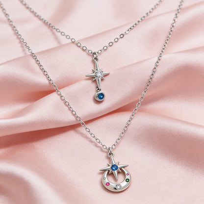 Celestial Star & Moon Layered Necklace