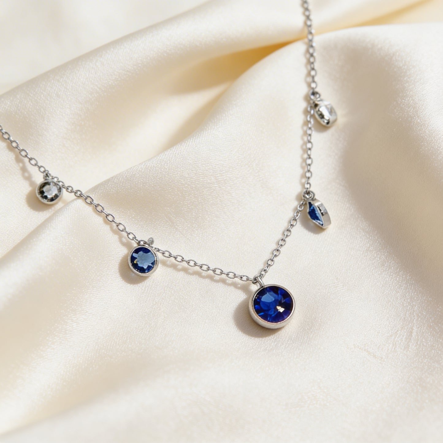 Sapphire Drop Charm Necklace