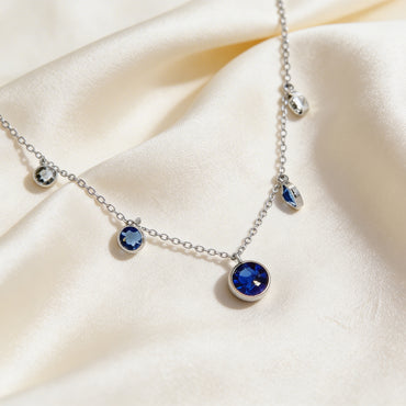 Sapphire Drop Charm Necklace