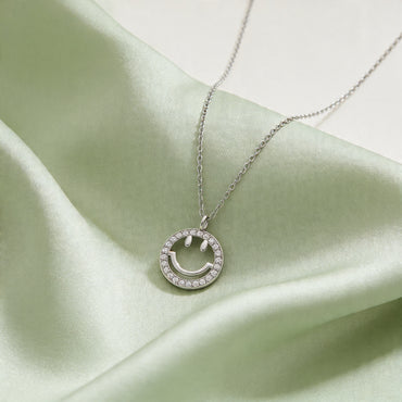 Joy Sparkle Smiley Diamond Pendant Necklace