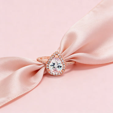 Pear Halo Elegance Ring