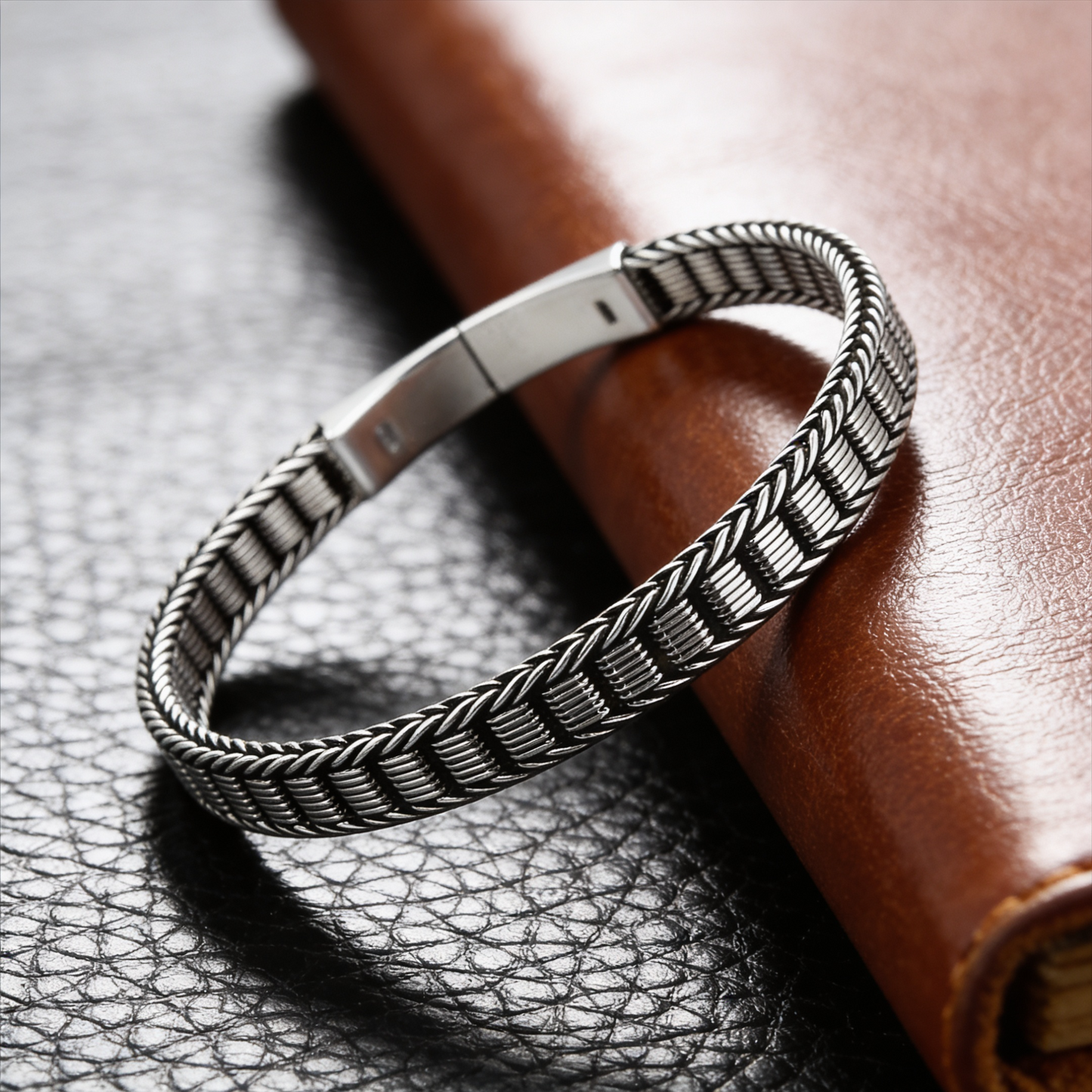 Urban Grid Oxidized Bracelet