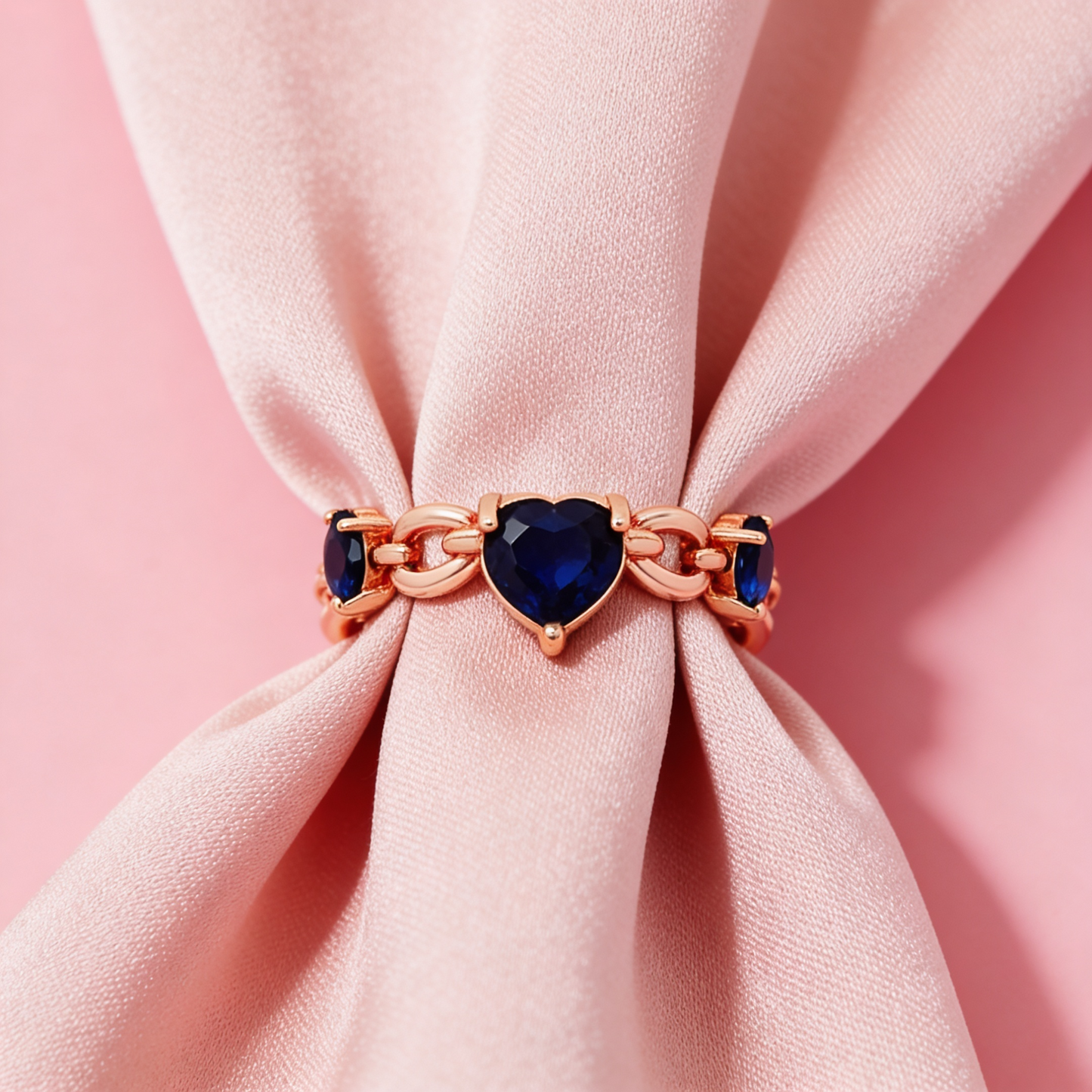Royal Blue Heart Link Ring