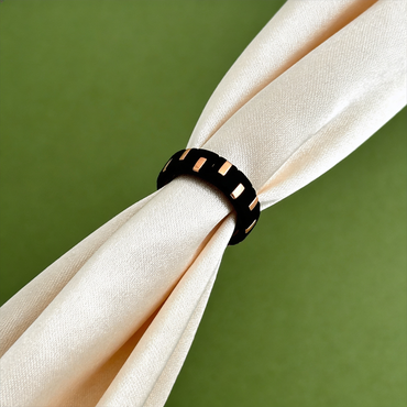 Obsidian Edge Gold Accent Ring