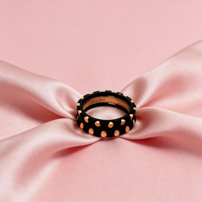 Midnight Stud Gold Dot Ring