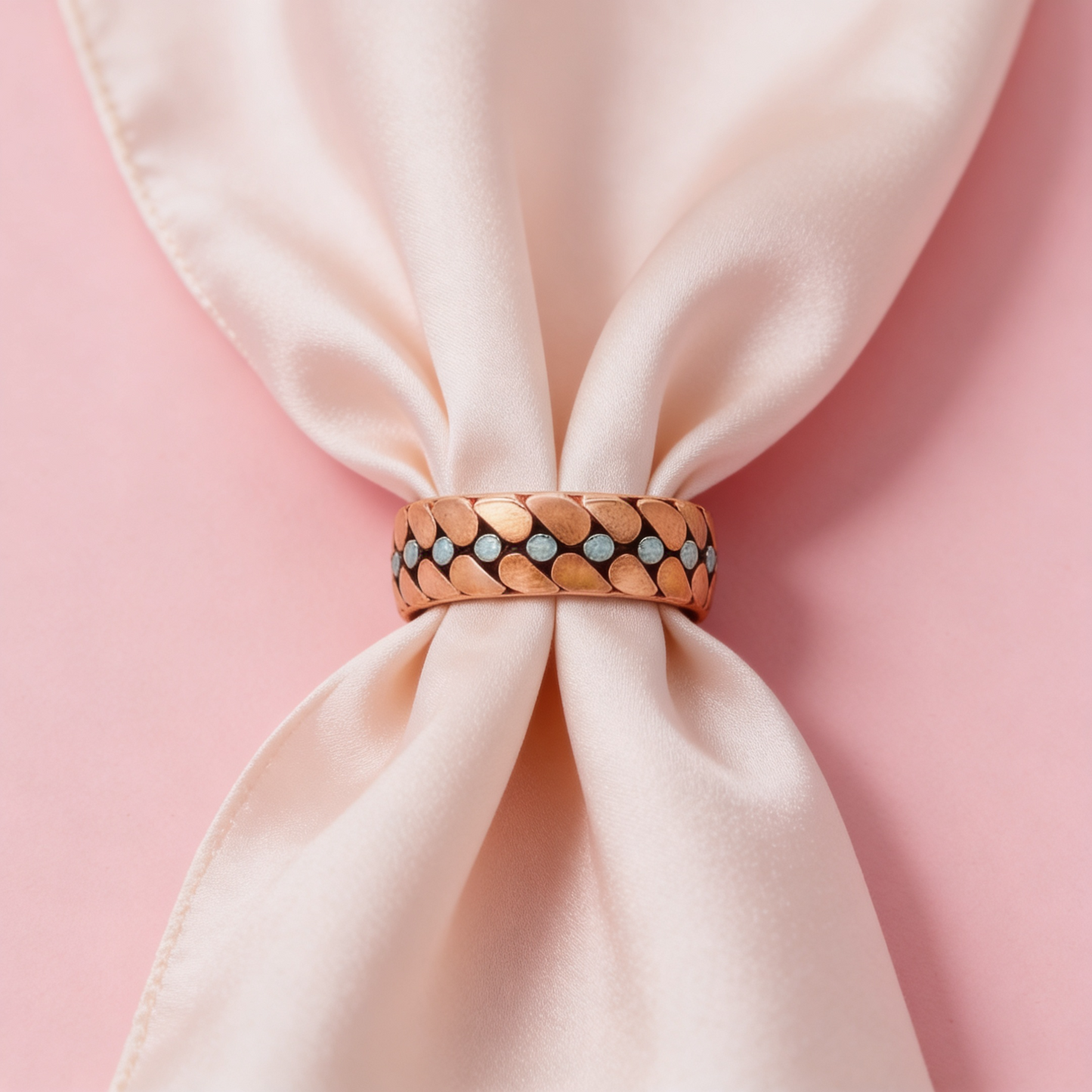 Rose silver  Studded Texture Ring