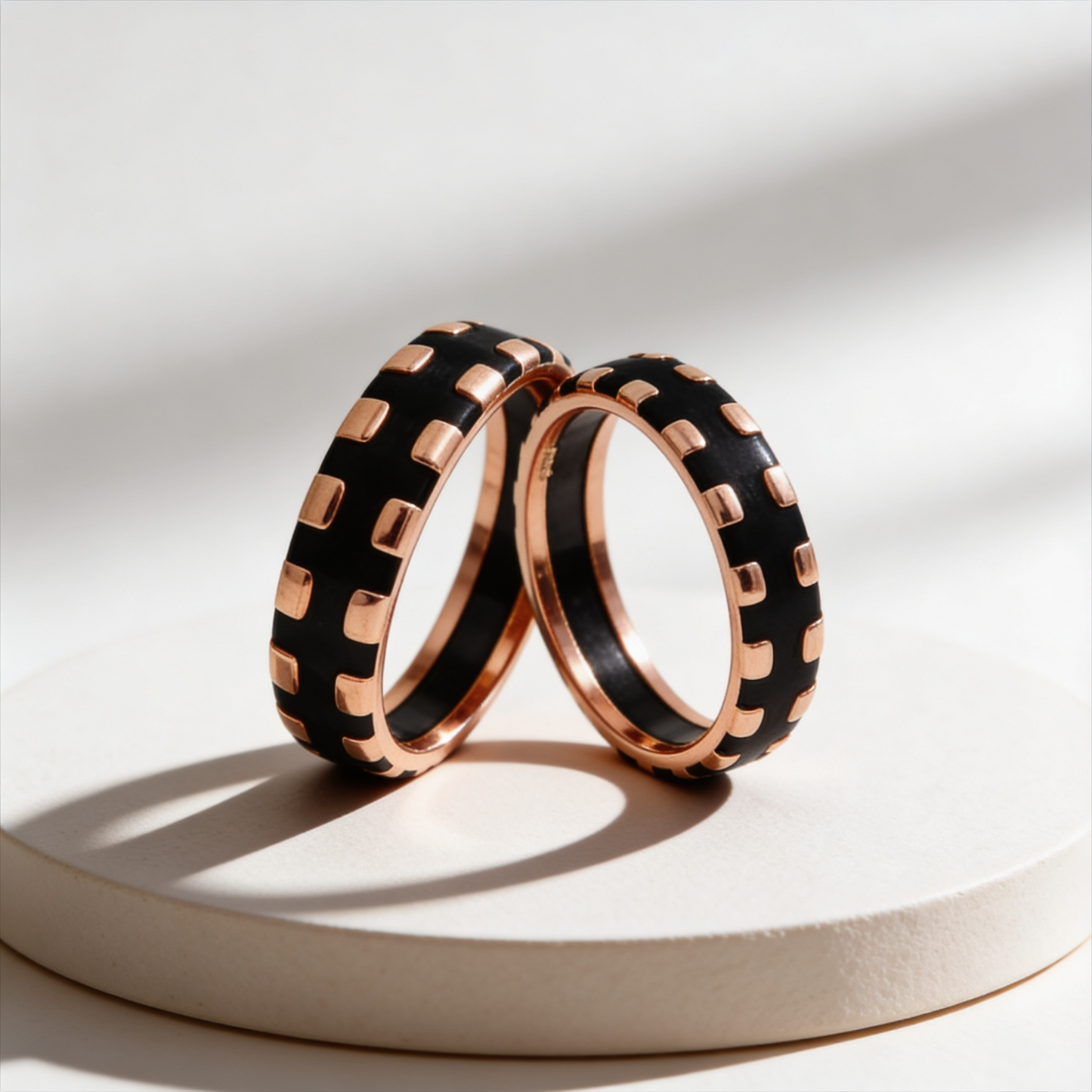 Black & Rose Gold Couple Bands 925 silver