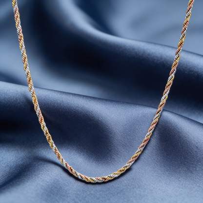 Tricolor Twisted Rope 925 Silver  Chain