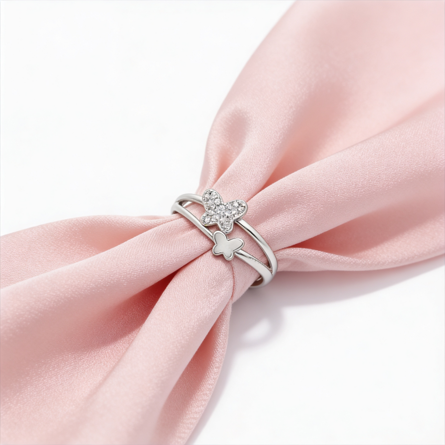 Butterfly Charm Split Band Ring