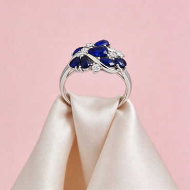 Royal Sapphire Floral Ring