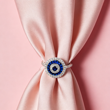 Royal Blue Halo Circle Ring